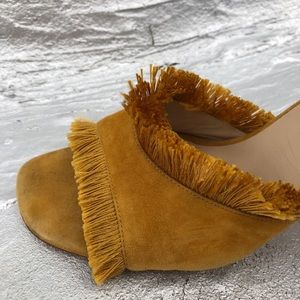 NEW Maryam Nassir Zadeh Gold Suede Fringe Heels